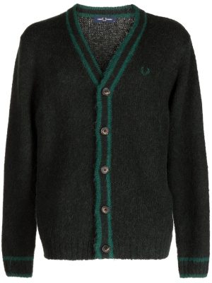

Brushed logo-embroidered cardigan, Fred Perry Brushed logo-embroidered cardigan