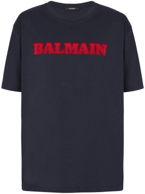 

Flocked logo-print T-shirt, Balmain Flocked logo-print T-shirt