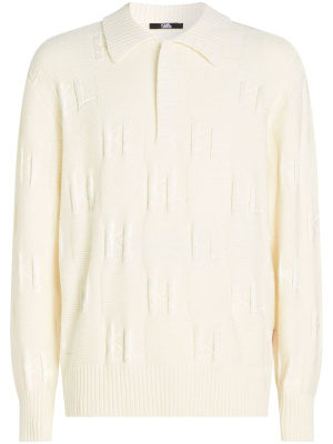 

KL monogram textured knit polo, Karl Lagerfeld KL monogram textured knit polo