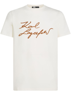 

Embroidered script logo cotton blend T-shirt, Karl Lagerfeld Embroidered script logo cotton blend T-shirt