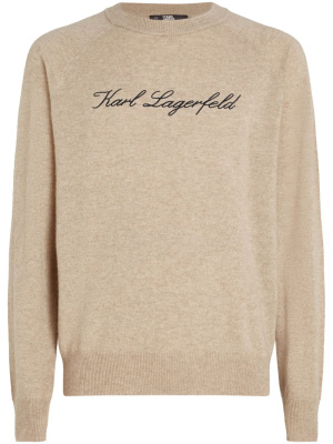 

Embroidered cashmere crew neck sweater, Karl Lagerfeld Embroidered cashmere crew neck sweater