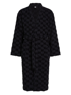 

Monogram-jacquard cotton bath robe, Karl Lagerfeld Monogram-jacquard cotton bath robe