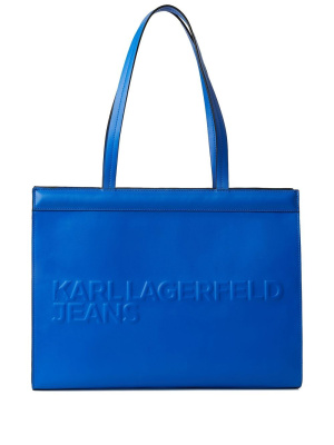 

Debossed-logo detail tote bag, Karl Lagerfeld Jeans Debossed-logo detail tote bag
