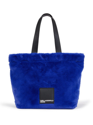 

Logo-patch faux-fur tote bag, Karl Lagerfeld Jeans Logo-patch faux-fur tote bag