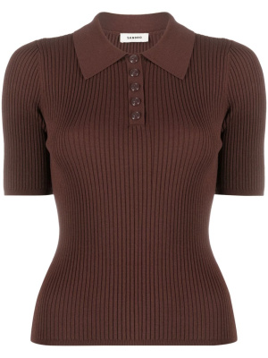 

Ribbed-knit polo top, SANDRO Ribbed-knit polo top