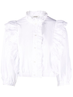 

Ruffle-detail button-fastening blouse, SANDRO Ruffle-detail button-fastening blouse