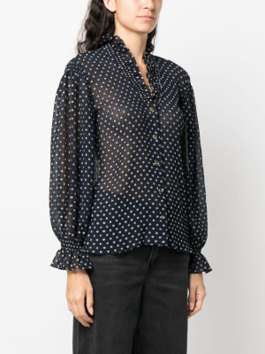 

Polka-dot frilled-neck top, SANDRO Polka-dot frilled-neck top