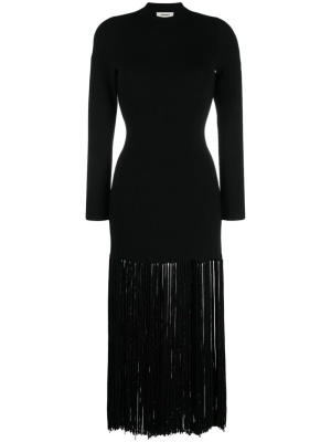 

Fringed-edge high-neck midi dress, SANDRO Fringed-edge high-neck midi dress
