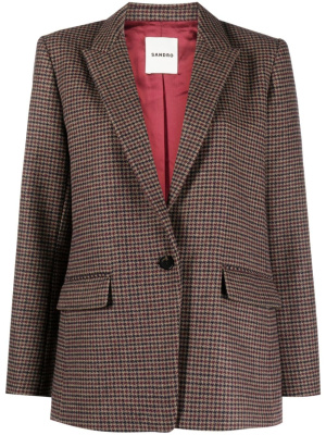 

Houndstooth wool-blend blazer, SANDRO Houndstooth wool-blend blazer