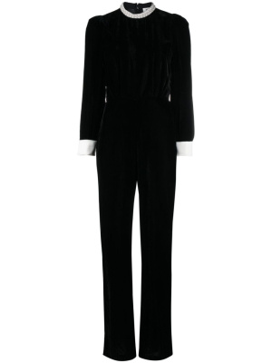 

Genial pearl-embellished velvet jumpsuit, SANDRO Genial pearl-embellished velvet jumpsuit