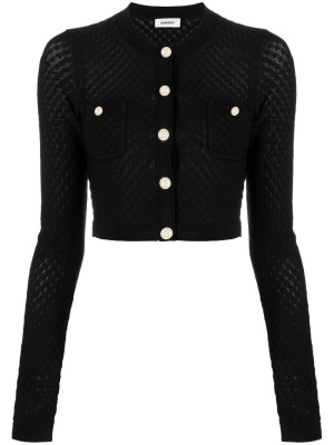 

Pointelle-knit cropped cardigan, SANDRO Pointelle-knit cropped cardigan