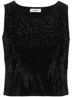 

Rhinestone-embellished round neck crop-top, SANDRO Rhinestone-embellished round neck crop-top