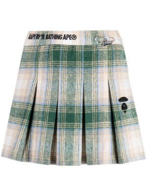 

Logo-embroidered checkered pleated skirt, A BATHING APE® Logo-embroidered checkered pleated skirt