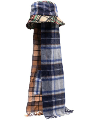 

Tartan-print bucket scarf hat, Marine Serre Tartan-print bucket scarf hat