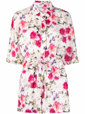 

Floral-print linen playsuit, LIU JO Floral-print linen playsuit