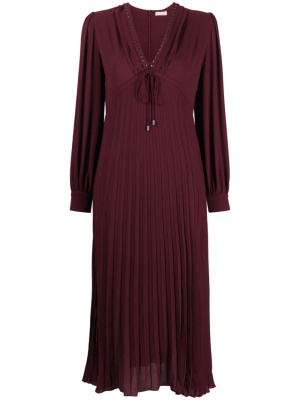 

V-neck pleated midi dress, LIU JO V-neck pleated midi dress