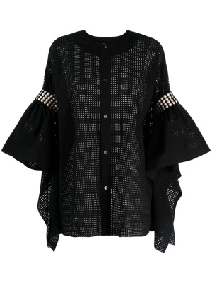 

Faux-pearl-embellished perforated blouse, Junya Watanabe Faux-pearl-embellished perforated blouse