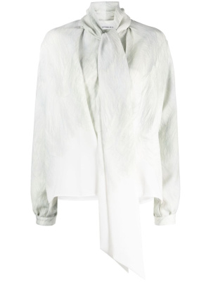 

Feather-print bow-collar top, Victoria Beckham Feather-print bow-collar top