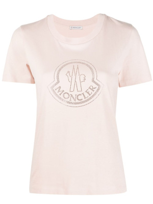 

Logo crystal-embellished cotton T-shirt, Moncler Logo crystal-embellished cotton T-shirt