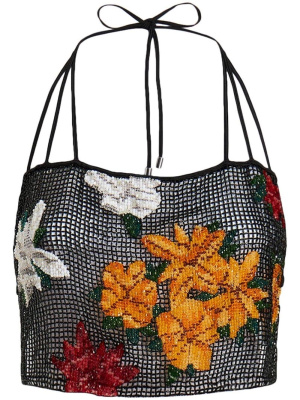 

Floral-embroidered mesh top, ETRO Floral-embroidered mesh top