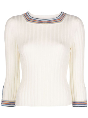 

Stripe-trim wool top, ETRO Stripe-trim wool top
