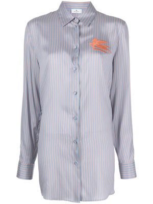 

Logo-embroidered silk shirt, ETRO Logo-embroidered silk shirt