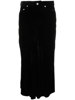 

Mid-rise velvet midi skirt, Rick Owens Mid-rise velvet midi skirt