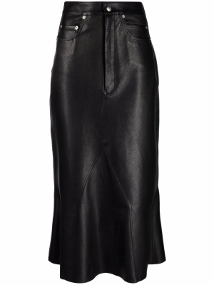 

Knee godet leather skirt, Rick Owens Knee godet leather skirt