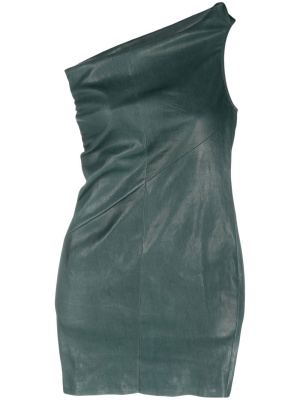 

One-shoulder leather mini dress, Rick Owens One-shoulder leather mini dress