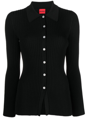 

Wide-ribbed classic-collar cardigan, HUGO Wide-ribbed classic-collar cardigan