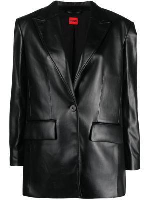 

Logo-debossed single-breasted blazer, HUGO Logo-debossed single-breasted blazer