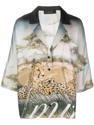 

Cheetah short-sleeved silk shirt, AMIRI Cheetah short-sleeved silk shirt