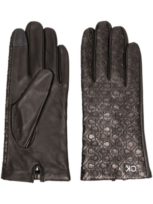 

Re-Lock logo-embossed leather gloves, Calvin Klein Re-Lock logo-embossed leather gloves