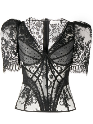 

Lace puff-sleeve top, ZIMMERMANN Lace puff-sleeve top