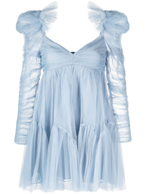

Puff-sleeve ruched tulle minidress, ZIMMERMANN Puff-sleeve ruched tulle minidress