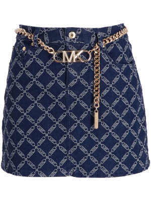 

Empire-logo belted denim skirt, Michael Michael Kors Empire-logo belted denim skirt
