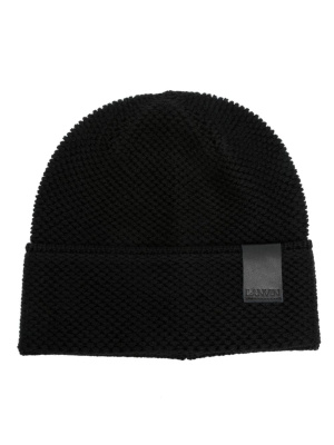 

Logo-patch wool beanie, Lanvin Logo-patch wool beanie