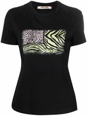 

Animal flag-print T-shirt, Roberto Cavalli Animal flag-print T-shirt