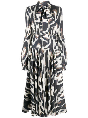 

Animal-print linen midi dress, Roberto Cavalli Animal-print linen midi dress