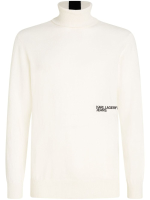 

Logo-embroidered roll-neck jumper, Karl Lagerfeld Jeans Logo-embroidered roll-neck jumper