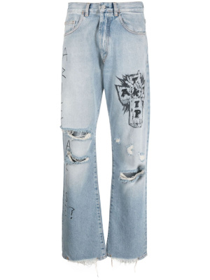 

Distressed-effect wide-leg jeans, Aries Distressed-effect wide-leg jeans