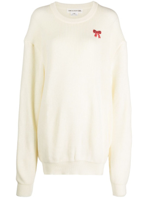 

Embroidered-bow crew neck jumper, Comme Des Garçons Girl Embroidered-bow crew neck jumper