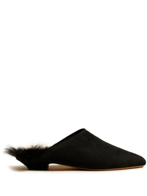 

The Otto shearling-lined suede mules, KHAITE The Otto shearling-lined suede mules