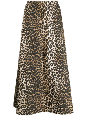 

Leopard-print midi skirt, GANNI Leopard-print midi skirt