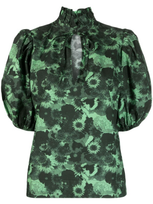 

Floral-print ruffled organic cotton top, GANNI Floral-print ruffled organic cotton top