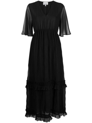 

Georgette ruffle-detailing dress, GANNI Georgette ruffle-detailing dress