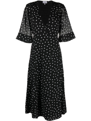 

Polka-dot midi wrap dress, GANNI Polka-dot midi wrap dress