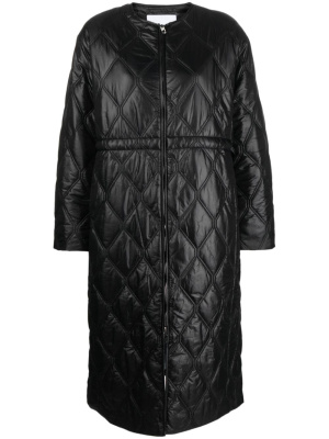 

Diamond-quilted zip-up raincoat, GANNI Diamond-quilted zip-up raincoat