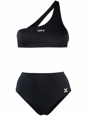 

Logo-print one-shoulder bikini set, Off-White Logo-print one-shoulder bikini set