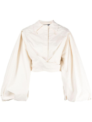 

Le Haut Bahia Boule puff-sleeve poplin shirt, Jacquemus Le Haut Bahia Boule puff-sleeve poplin shirt